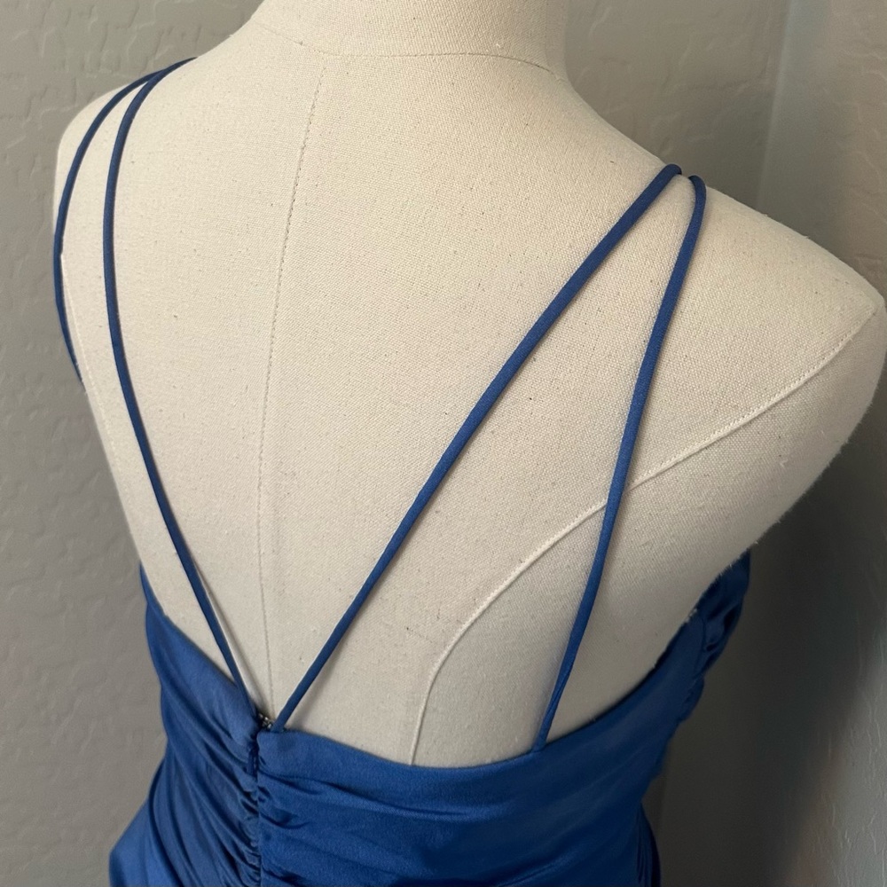 🔴FINAL CLEARANCE NEW JOVANI SZ 14 BLUE FRONT SLIT FORMAL EVENING GOWN DAMAGED - Picture 11 of 16
